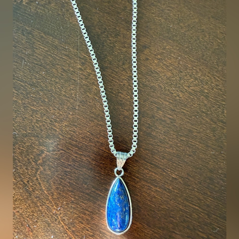 S.Steel Elegant Blue Pendant Necklace
